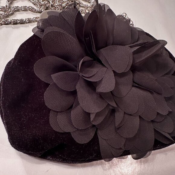 Velvet Flower Crossbody Evening Coin Purses Party Clutch Vintage Handbag Black - Picture 6 of 15